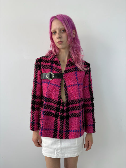 plaid keyhole pullover