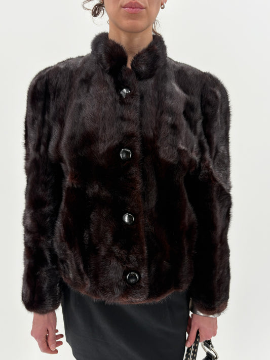 dark brown vintage fur coat