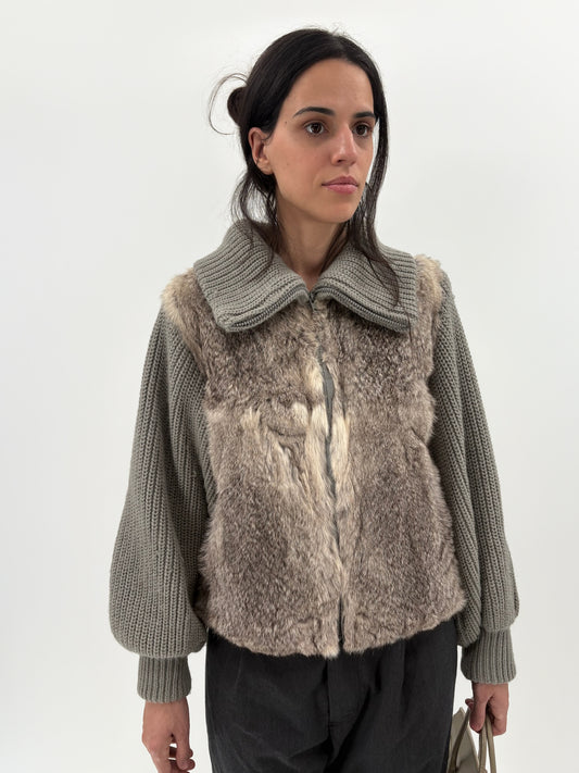 vintage rabbit fur knit jacket