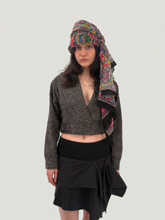 cropped wool buckled jacket