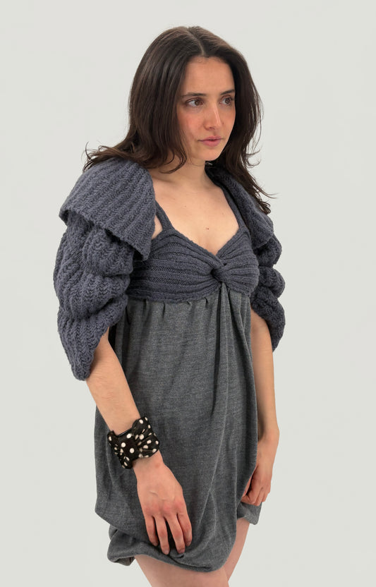 knit bubble dress and shrug set