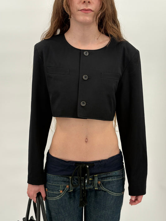 collarless cropped jacket