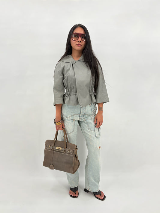 cropped leather jacket