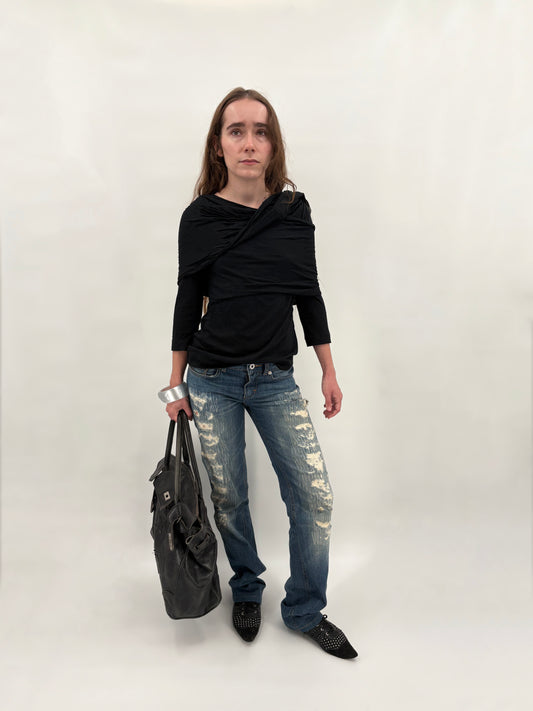 distressed straight leg jeans