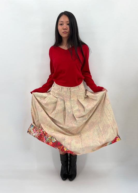 spring 2004 long bicolor pleated skirt